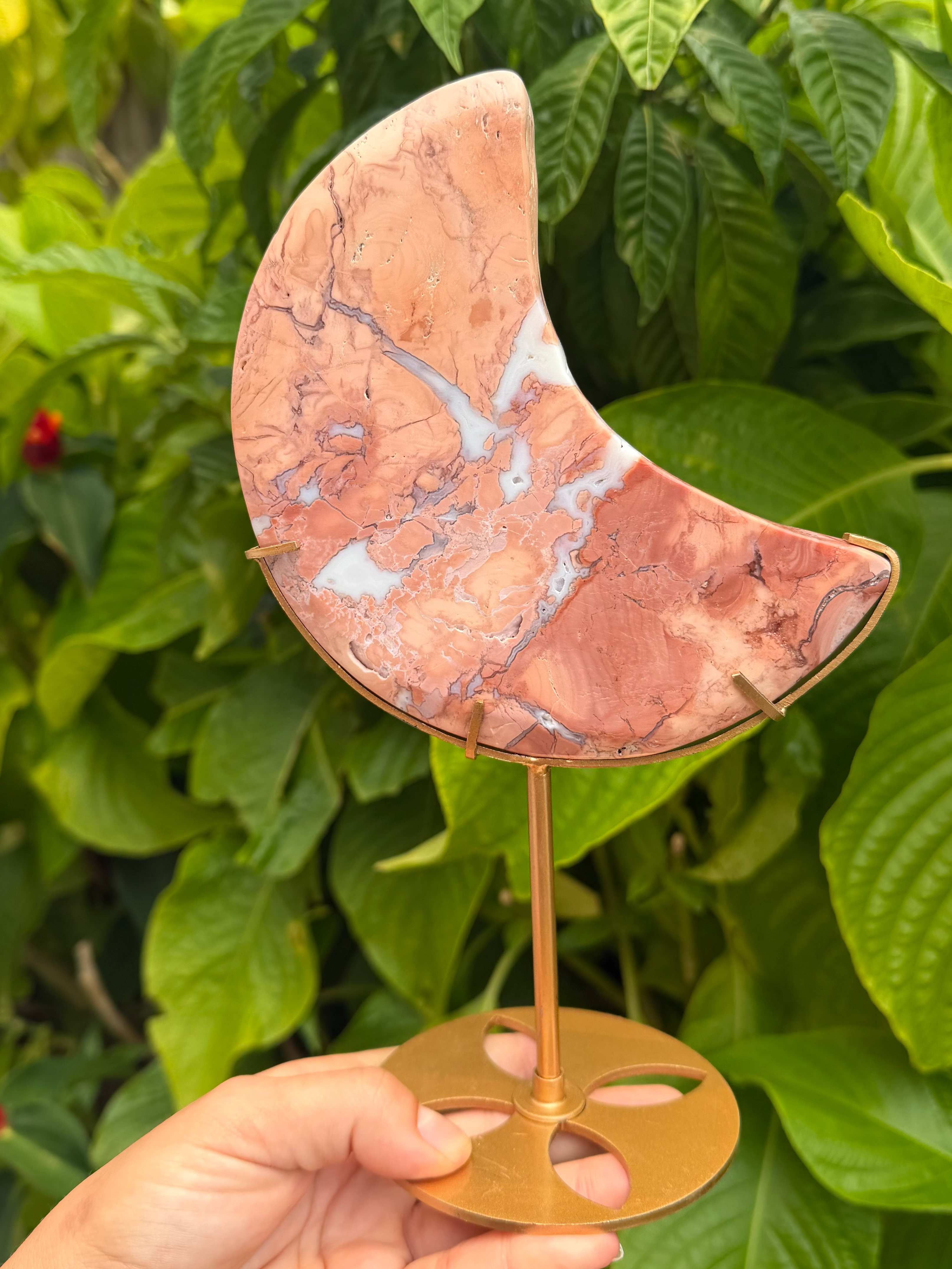 Cotton Candy (Pink Agate) Moon with Stand