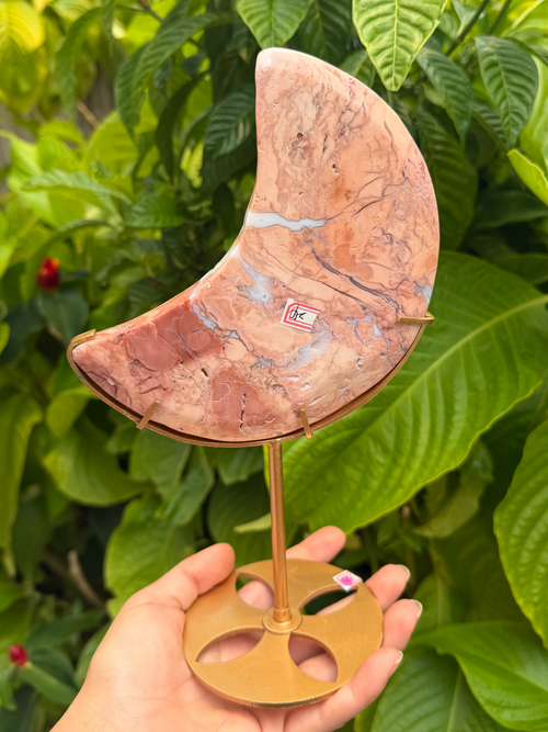 Cotton Candy (Pink Agate) Moon with Stand