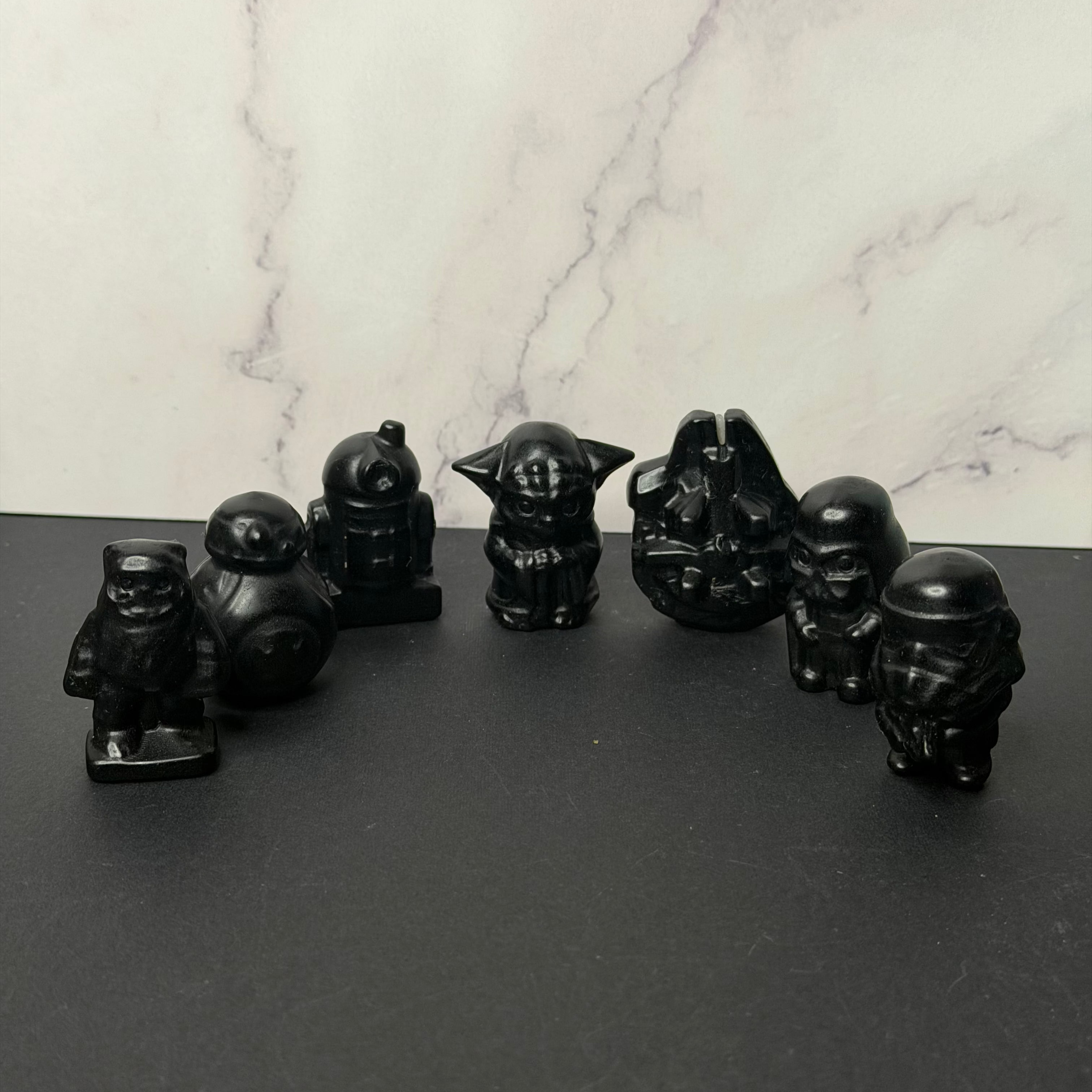 Black Obsidian Star Wars Character Carvings (7 pieces)