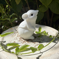 Stuart Little looking White Jade Mouse Carving