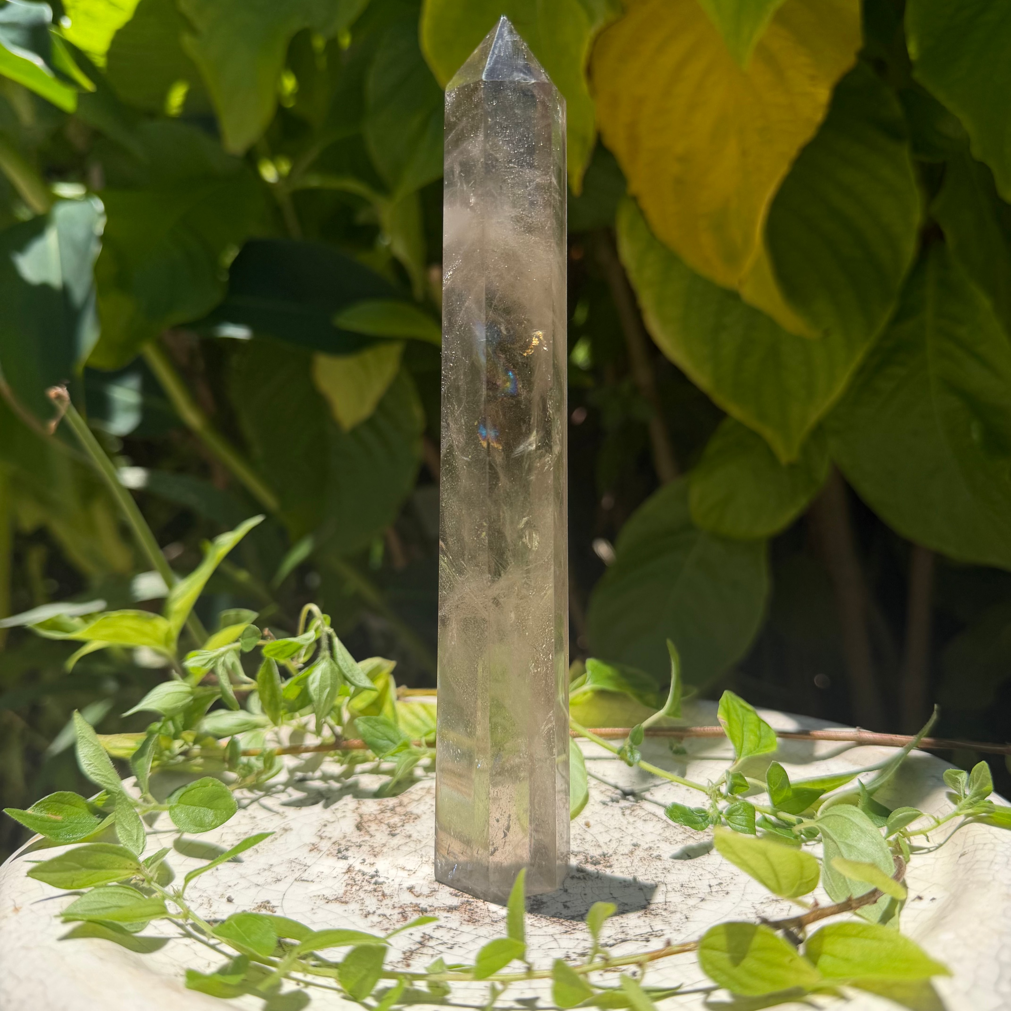 Smoky Quartz Tower Packed with Rainbows