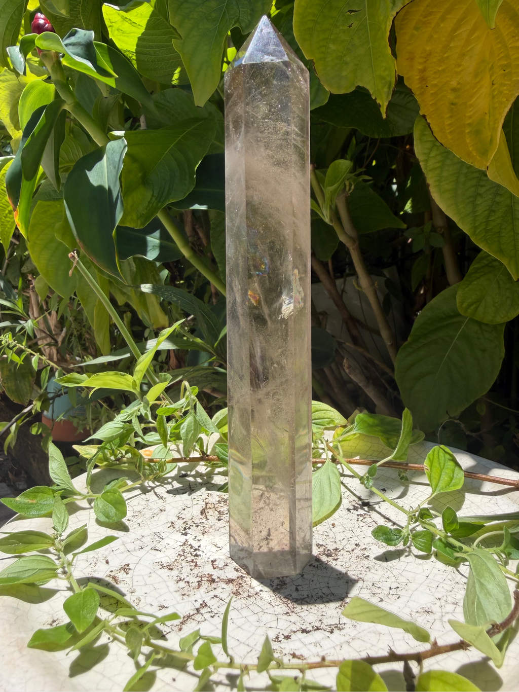 Smoky Quartz Tower Packed with Rainbows