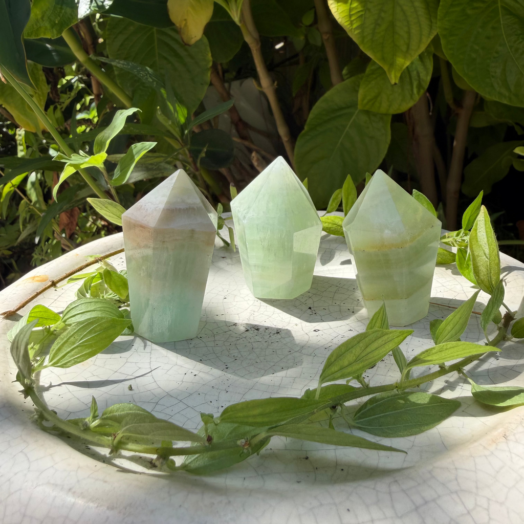 Green Calcite Points