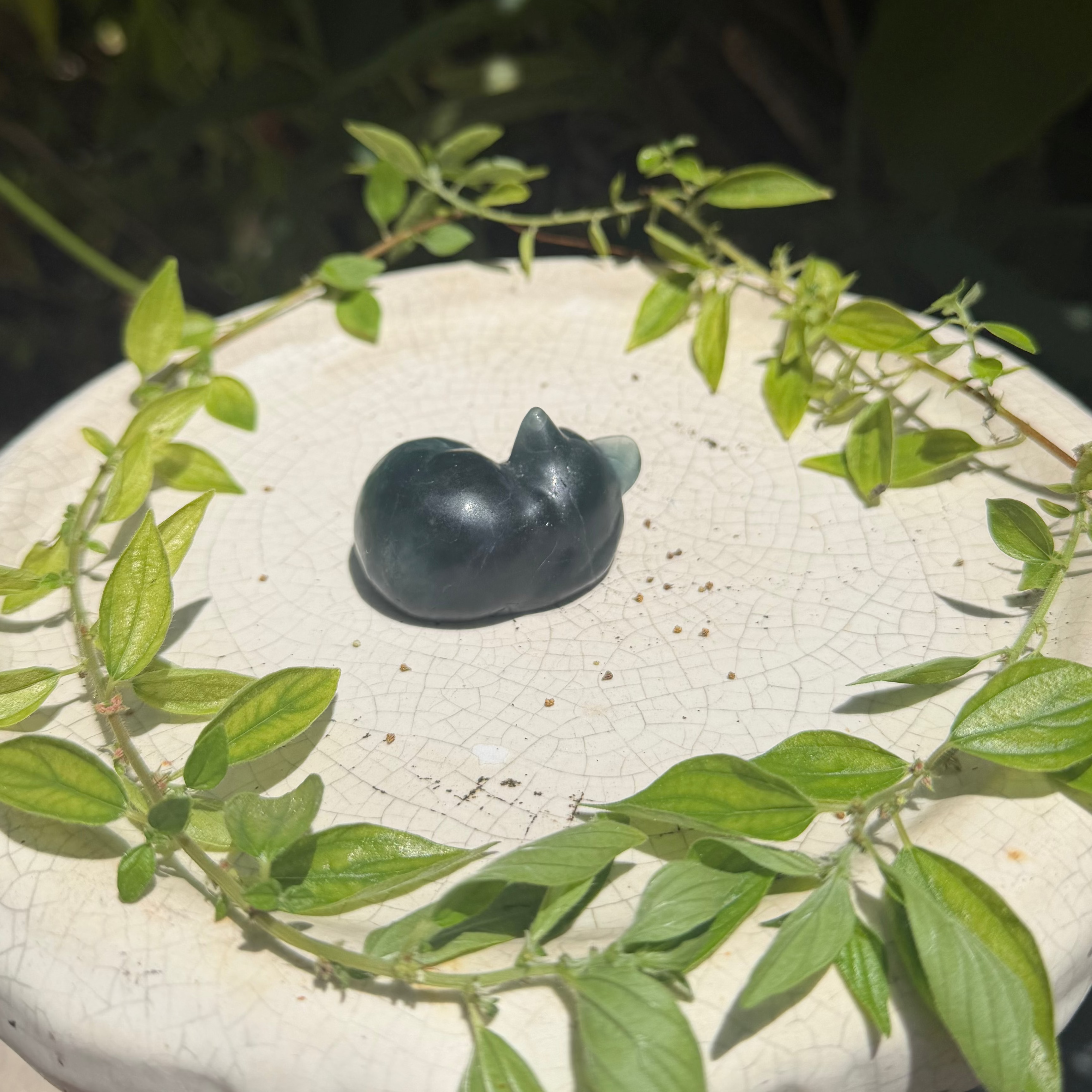 Fluorite Sleeping Kitty Carvings