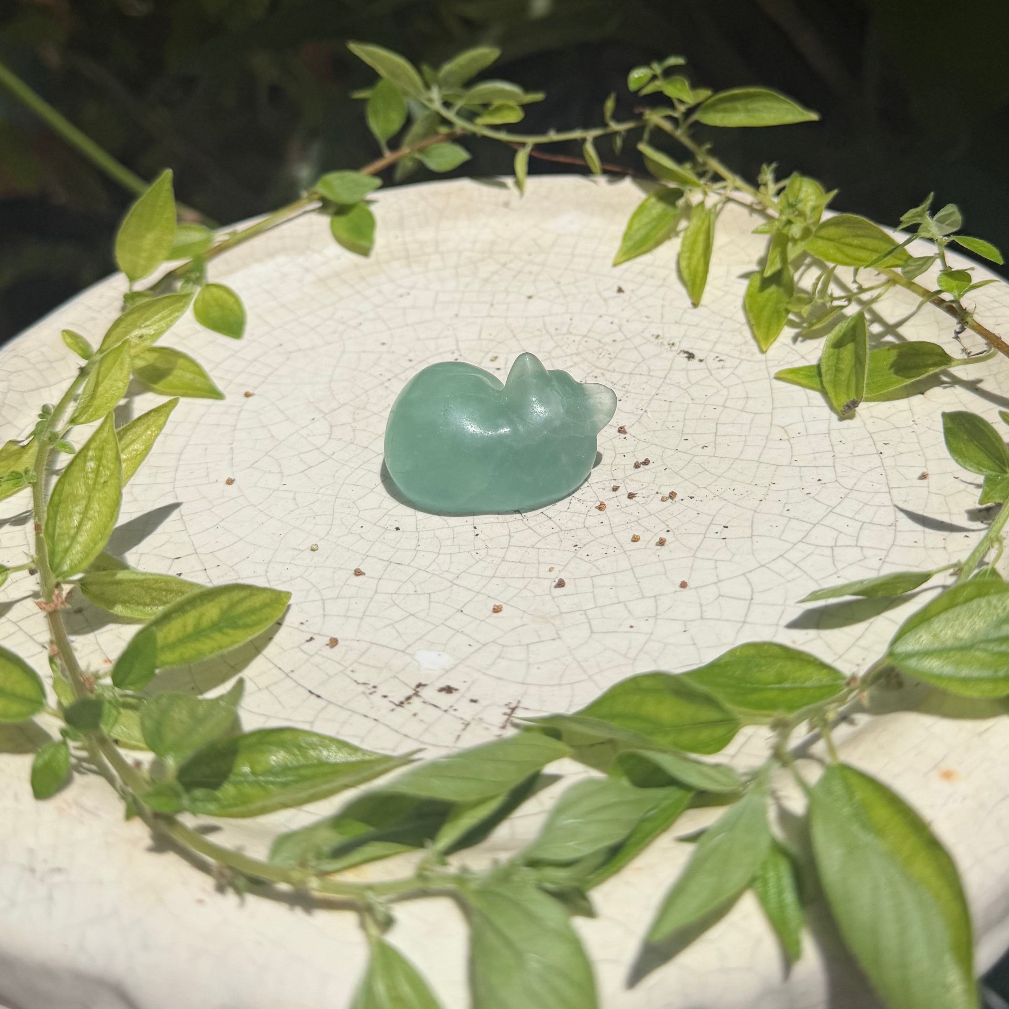 Fluorite Sleeping Kitty Carvings