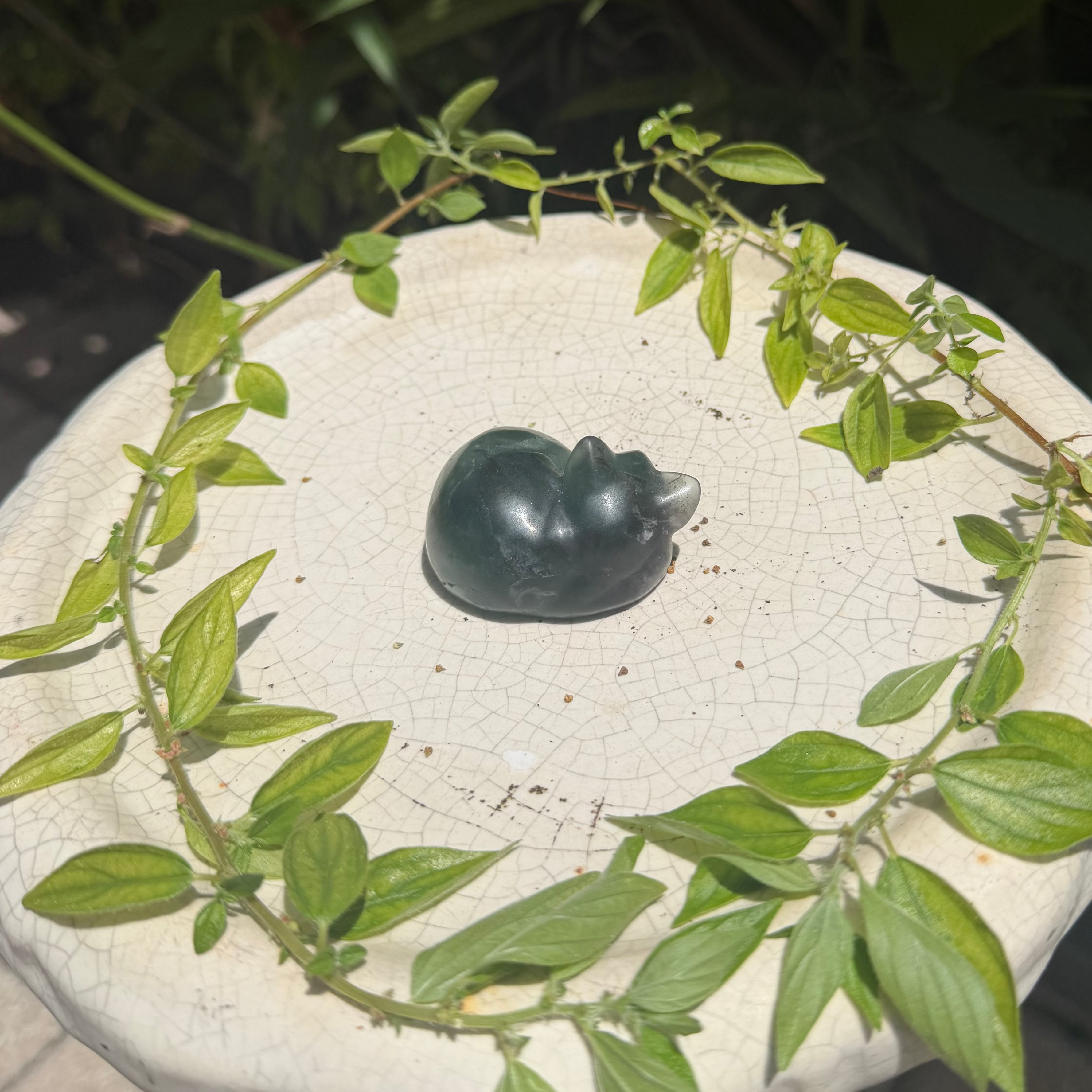 Fluorite Sleeping Kitty Carvings